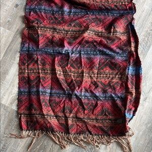 Red and Black Patterned Scarf